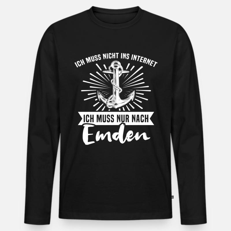 Emden Sprüche Emdener - Männer Premium Bio Langarmshirt - Schwarz