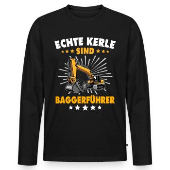 Baggerfahrer Bagger Fahren - Männer Premium Bio Langarmshirt - Schwarz - Vorne - Nico (187cm)