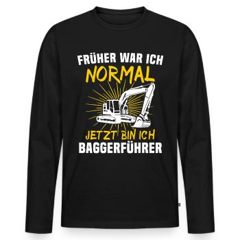 Baggerfahrer Bagger Fahren - Männer Premium Bio Langarmshirt - Schwarz - Vorne - Nico (187cm)