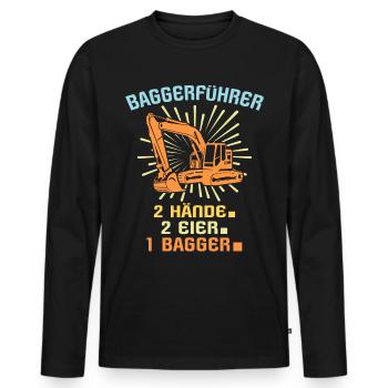 Baggerfahrer Bagger Fahren - Männer Premium Bio Langarmshirt - Schwarz - Vorne - Nico (187cm)