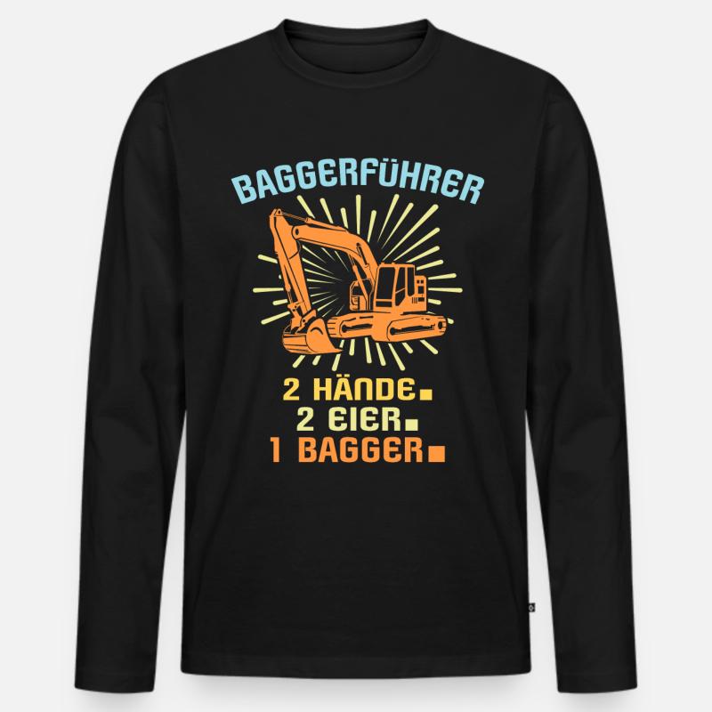 Baggerfahrer Bagger Fahren - Männer Premium Bio Langarmshirt - Schwarz