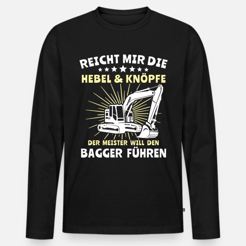 Baggerfahrer Bagger Fahren - Männer Premium Bio Langarmshirt - Schwarz