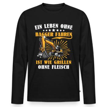 Baggerfahrer Bagger Fahren - Männer Premium Bio Langarmshirt - Schwarz - Vorne - Nico (187cm)