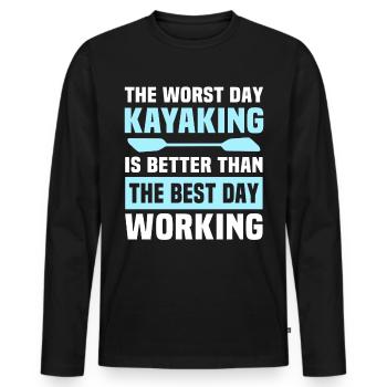 Kayaking Kayaker Kayak - Men's Premium Organic Long Sleeve Shirt - black - Front - Nico (187cm)