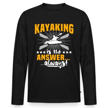 Kayaking Kayaker Kayak - Men's Premium Organic Long Sleeve Shirt - black - Front - Nico (187cm)