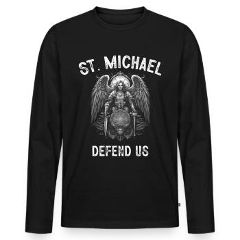 Archangel Saint Michael Protect Us Defend Us - Männer Premium Bio Langarmshirt - Schwarz - Vorne - Nico (187cm)