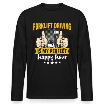 Conducteur de chariot élévateur Chariot élévateur - T-shirt manches longues Premium bio Homme - noir - Devant - Nico (187cm)