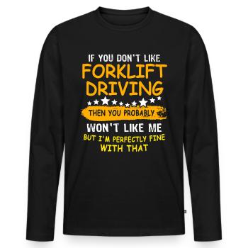 Conducteur de chariot élévateur Chariot élévateur - T-shirt manches longues Premium bio Homme - noir - Devant - Nico (187cm)