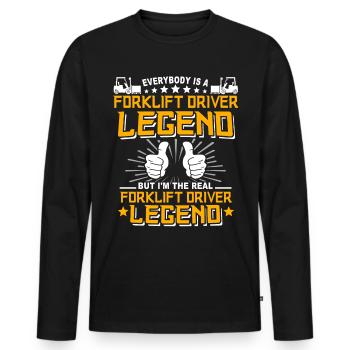 Conducteur de chariot élévateur Chariot élévateur - T-shirt manches longues Premium bio Homme - noir - Devant - Nico (187cm)