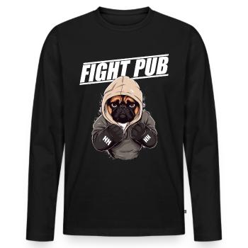Fight Pub Mops mit Boxhandschuhen Boxer - Männer Premium Bio Langarmshirt - Schwarz - Vorne - Nico (187cm)