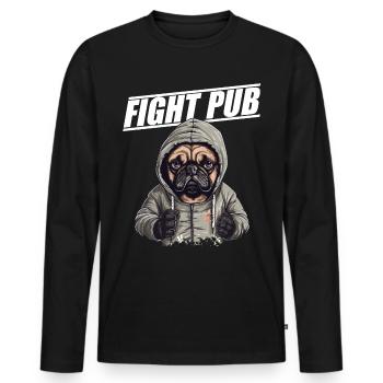 Fight Pub Mops mit Boxhandschuhen Boxer - Männer Premium Bio Langarmshirt - Schwarz - Vorne - Nico (187cm)