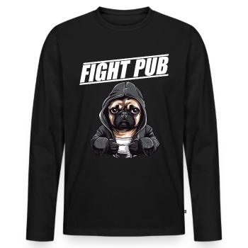 Fight Pub Mops mit Boxhandschuhen Boxer - Männer Premium Bio Langarmshirt - Schwarz - Vorne - Nico (187cm)