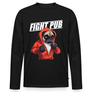Fight Pub Pug with Boxing Gloves Boxer - Men's Premium Organic Long Sleeve Shirt - black - Front - Nico (187cm)