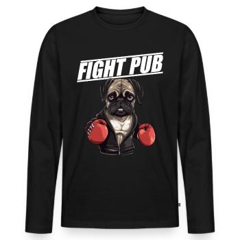 Fight Pub Pug with Boxing Gloves Boxer - Men's Premium Organic Long Sleeve Shirt - black - Front - Nico (187cm)