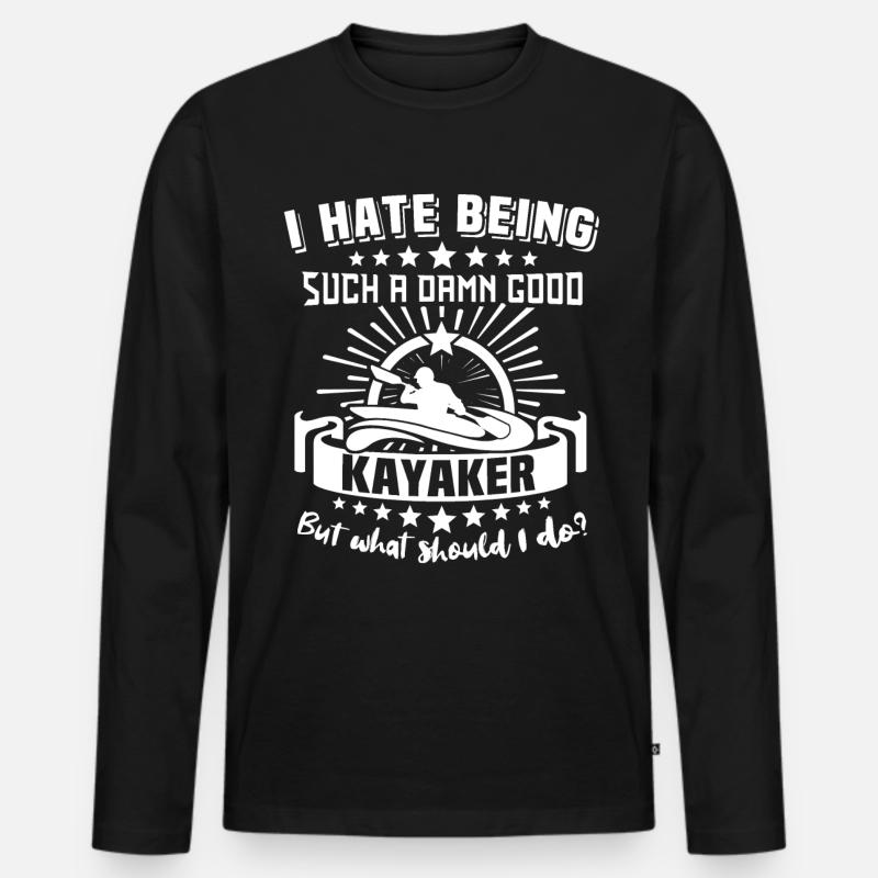 Kayaker Kayak Kayaking - Männer Premium Bio Langarmshirt - Schwarz