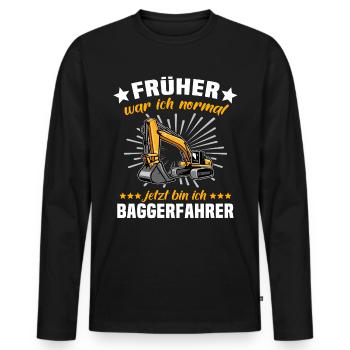 Baggerfuehrer Baggerfahrer - Männer Premium Bio Langarmshirt - Schwarz - Vorne - Nico (187cm)
