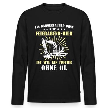 Baggerfuehrer Baggerfahrer - Männer Premium Bio Langarmshirt - Schwarz - Vorne - Nico (187cm)
