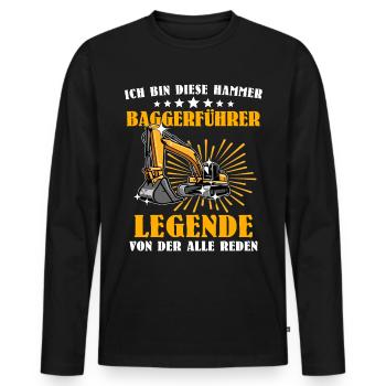 Baggerfuehrer Baggerfahrer - Männer Premium Bio Langarmshirt - Schwarz - Vorne - Nico (187cm)