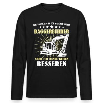 Baggerfuehrer Baggerfahrer - Männer Premium Bio Langarmshirt - Schwarz - Vorne - Nico (187cm)