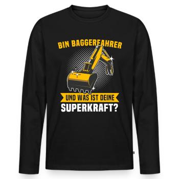 Baggerfuehrer Baggerfahrer - Männer Premium Bio Langarmshirt - Schwarz - Vorne - Nico (187cm)