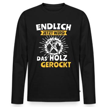 Zimmermann Zimmerer Zimmerleute - Männer Premium Bio Langarmshirt - Schwarz - Vorne - Nico (187cm)