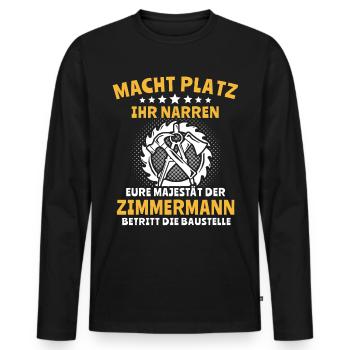 Zimmermann Zimmerer Zimmerleute - Männer Premium Bio Langarmshirt - Schwarz - Vorne - Nico (187cm)
