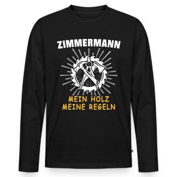 Zimmermann Zimmerer Zimmerleute - Männer Premium Bio Langarmshirt - Schwarz - Vorne - Nico (187cm)