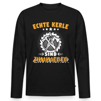 Zimmermann Zimmerer Zimmerleute - Männer Premium Bio Langarmshirt - Schwarz - Vorne - Nico (187cm)