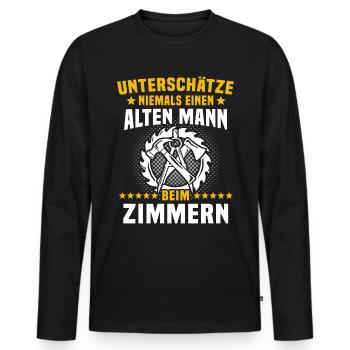 Zimmermann Zimmerer Zimmerleute - Männer Premium Bio Langarmshirt - Schwarz - Vorne - Nico (187cm)