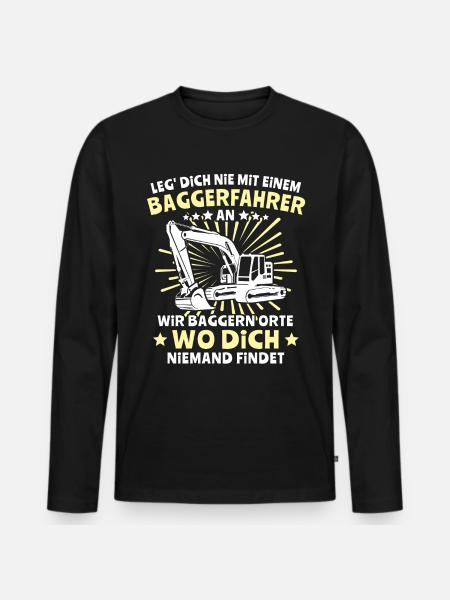 Baggerführer Bagger Baggerfahrer - Männer Premium Bio Langarmshirt - Schwarz