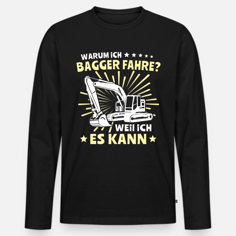 Baggerführer Bagger Baggerfahrer - Männer Premium Bio Langarmshirt - Schwarz