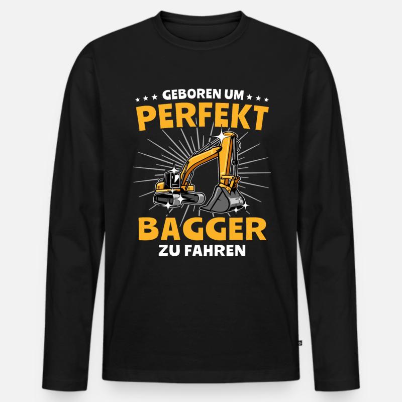 Baggerführer Bagger Baggerfahrer - Männer Premium Bio Langarmshirt - Schwarz