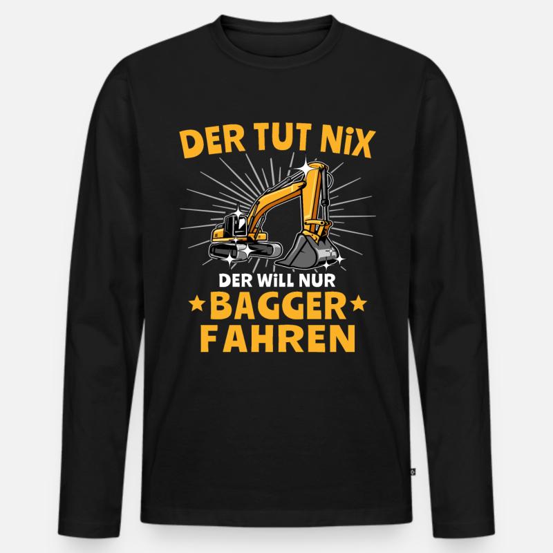 Baggerführer Bagger Baggerfahrer - Männer Premium Bio Langarmshirt - Schwarz