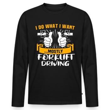 Forklift truck driver - Men's Premium Organic Long Sleeve Shirt - black - Front - Nico (187cm)
