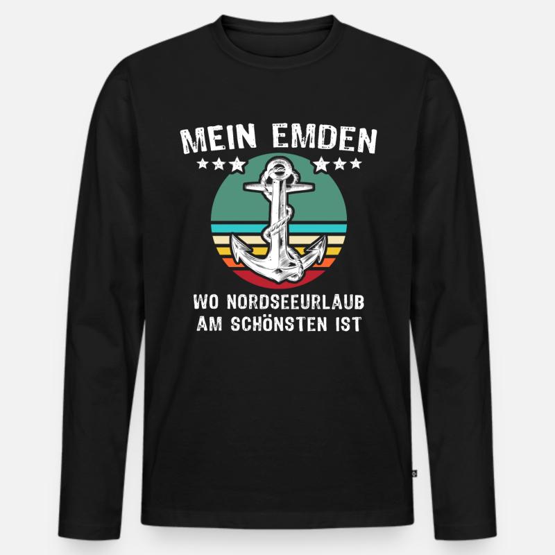 Emdener Urlaub Emden - Männer Premium Bio Langarmshirt - Schwarz