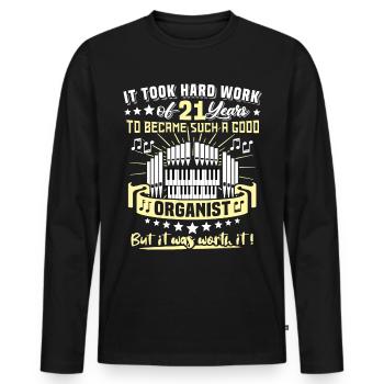 Organist 21. Geburtstag 21 Jahre Orgelspieler - Männer Premium Bio Langarmshirt - Schwarz - Vorne - Nico (187cm)