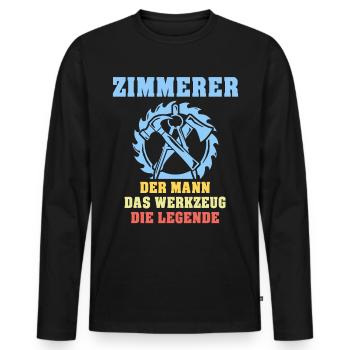 Zimmermann Zimmern Zimmerer - Männer Premium Bio Langarmshirt - Schwarz - Vorne - Nico (187cm)