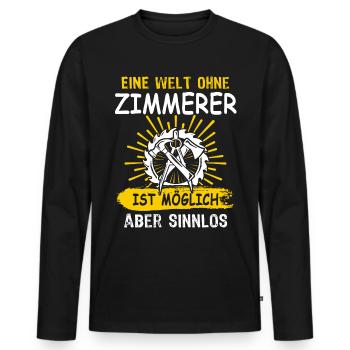 Zimmermann Zimmern Zimmerer - Männer Premium Bio Langarmshirt - Schwarz - Vorne - Nico (187cm)