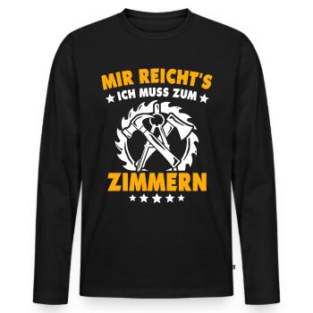 Zimmermann Zimmern Zimmerer - Männer Premium Bio Langarmshirt - Schwarz - Vorne - Nico (187cm)