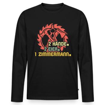 Zimmermann Zimmern Zimmerer - Männer Premium Bio Langarmshirt - Schwarz - Vorne - Nico (187cm)