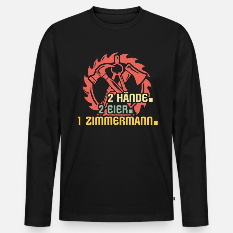 Zimmermann Zimmern Zimmerer - Männer Premium Bio Langarmshirt - Schwarz