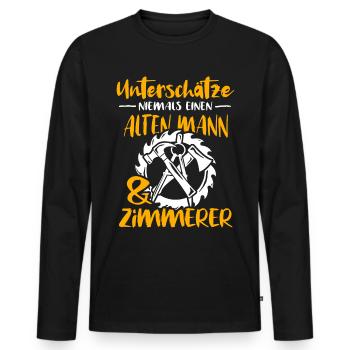 Zimmermann Zimmern Zimmerer - Männer Premium Bio Langarmshirt - Schwarz - Vorne - Nico (187cm)
