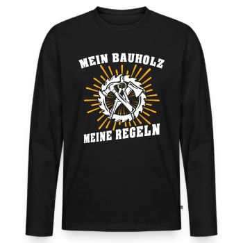 Zimmermann Zimmern Zimmerer - Männer Premium Bio Langarmshirt - Schwarz - Vorne - Nico (187cm)