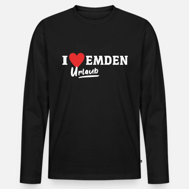 I Love Emden Liebe Emdener - Männer Premium Bio Langarmshirt - Schwarz