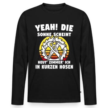 Zimmerer Zimmerleute Zimmermann - Männer Premium Bio Langarmshirt - Schwarz - Vorne - Nico (187cm)