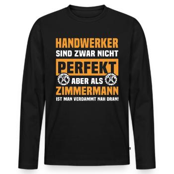 Zimmerer Zimmerleute Zimmermann - Männer Premium Bio Langarmshirt - Schwarz - Vorne - Nico (187cm)