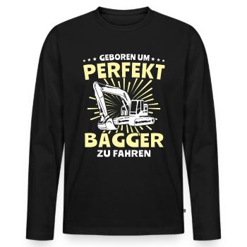 Baggerfuehrer Baggerfahrer - Männer Premium Bio Langarmshirt - Schwarz - Vorne - Nico (187cm)