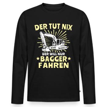 Baggerfuehrer Baggerfahrer - Männer Premium Bio Langarmshirt - Schwarz - Vorne - Nico (187cm)