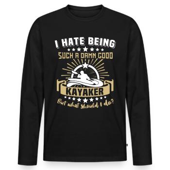 Kayaker Kayak Kayaking - Men's Premium Organic Long Sleeve Shirt - black - Front - Nico (187cm)