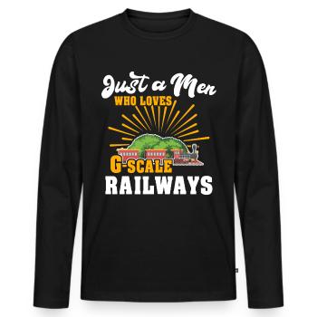 Garden Railway Model Railway Gauge G - Men's Premium Organic Long Sleeve Shirt - black - Front - Nico (187cm)